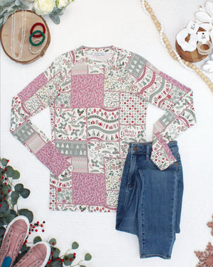 Blair Long Sleeve Top - Holiday Patchwork by Michelle Mae