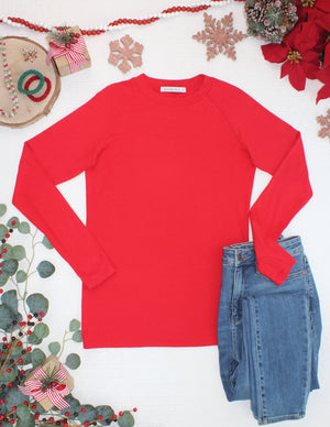 Blair Long Sleeve Top - Red by Michelle Mae