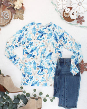 PREBOOK Blair Long Sleeve Top - Winter Blue Floral