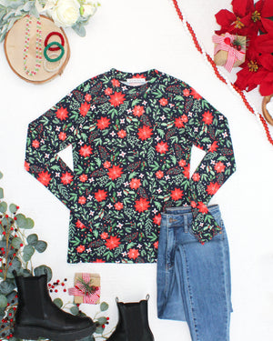 Blair Long Sleeve Top - Poinsettia Nights by Michelle Mae