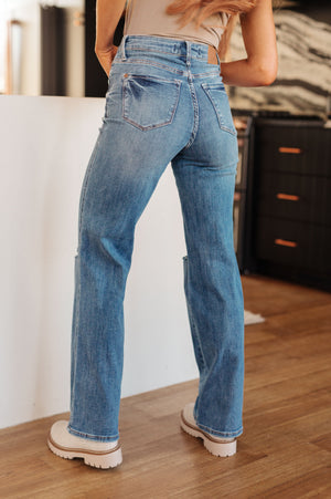 Judy Blue High Waist Tummy Control Distressed Straight Leg Jeans