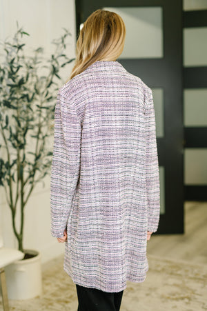 Brixton Tweed Midi Blazer in Lavender Ivory by Dear Scarlett