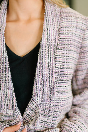 Brixton Tweed Midi Blazer in Lavender Ivory by Dear Scarlett