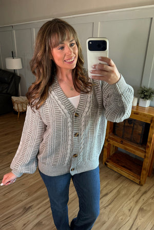 Cable Cardigan - Grey by Michelle Mae