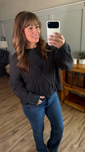 Cable Knit Sweater - Charcoal by Michelle Mae