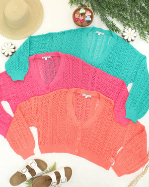Callie Cropped Cardigan - Pink by Michelle Mae