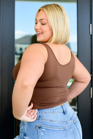 Carefree Seamless Reversible Tank in Brown by Yelete
