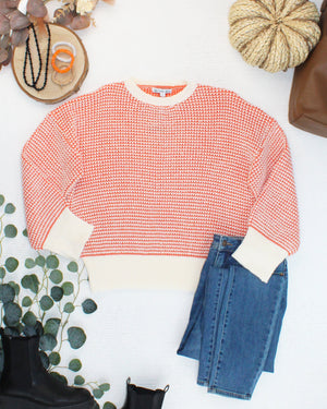 Charlotte Sweater - Orange and Ivory by Michelle Mae