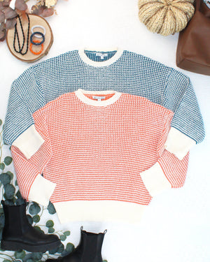 Charlotte Sweater - Orange and Ivory by Michelle Mae