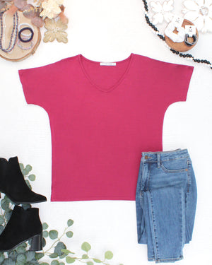 PREBOOK Chloe Cozy Top - Deep Raspberry