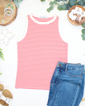 PREBOOK Classic Tank - Coral and White