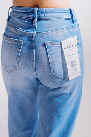 RISEN High Waist Wide Leg Front Yoke Detailed Jeans