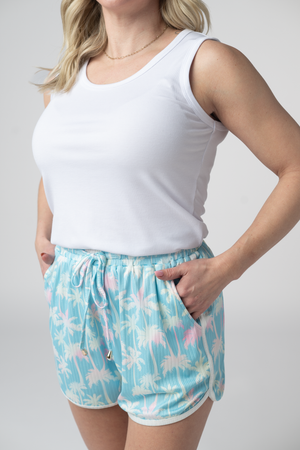 Nova Summer Shorts - Aqua Palm by Michelle Mae