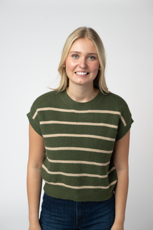 Striped Sweater Top - Olive and Tan by Michelle Mae