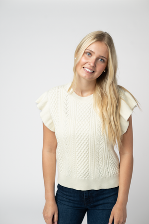 Felicity Flutter Sweater Top - Ivory by Michelle Mae