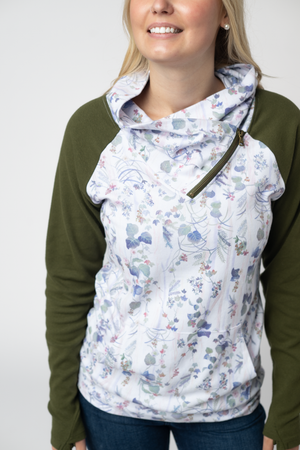 Classic Zoey ZipCowl Sweatshirt - Olive Meadow and Olive by Michelle Mae