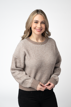 Josie Cozy Crew Sweater - Mocha by Michelle Mae