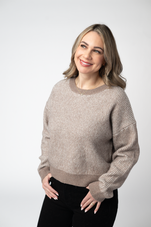 Josie Cozy Crew Sweater - Mocha by Michelle Mae