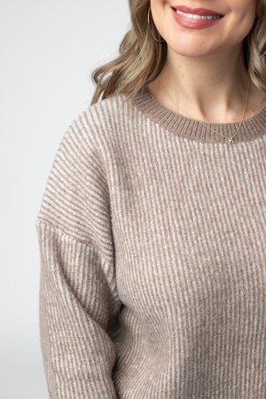 Josie Cozy Crew Sweater - Mocha by Michelle Mae