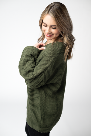 Talina Textured Sweater - Olive by Michelle Mae