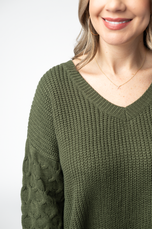 Talina Textured Sweater - Olive by Michelle Mae