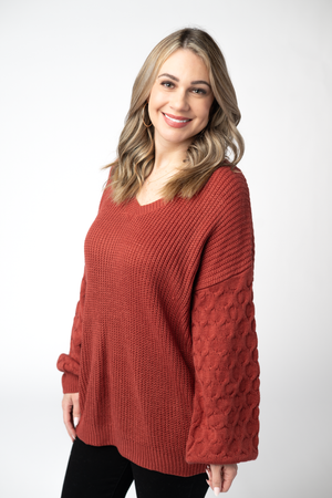 Talina Textured Sweater - Brick by Michelle Mae