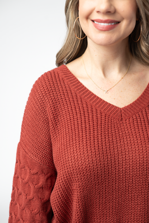 Talina Textured Sweater - Brick by Michelle Mae