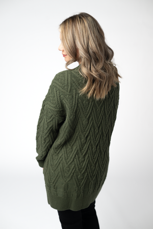Brooks Button Sweater Cardigan - Olive by Michelle Mae