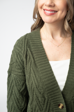 Brooks Button Sweater Cardigan - Olive by Michelle Mae