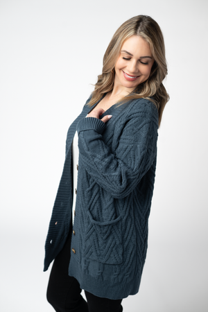 Brooks Button Sweater Cardigan - Navy by Michelle Mae