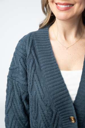Brooks Button Sweater Cardigan - Navy by Michelle Mae