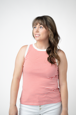 PREBOOK Classic Tank - Coral and White