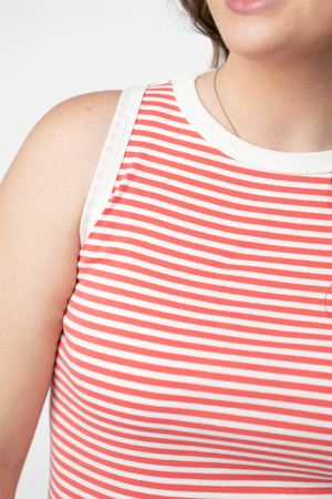 PREBOOK Classic Tank - Coral and White