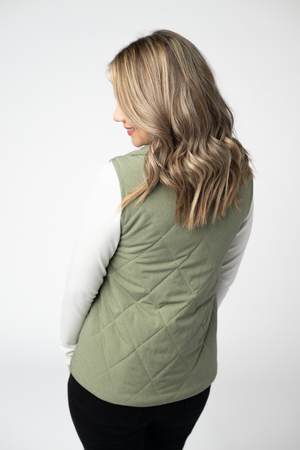 Remy Zip Up Vest - Dark Sage by Michelle Mae
