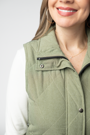 Remy Zip Up Vest - Dark Sage by Michelle Mae