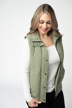 Remy Zip Up Vest - Dark Sage by Michelle Mae