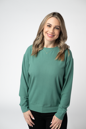 Corrine Ribbed Pullover Top - Fern by Michelle Mae