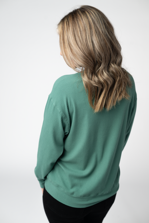Corrine Ribbed Pullover Top - Fern by Michelle Mae