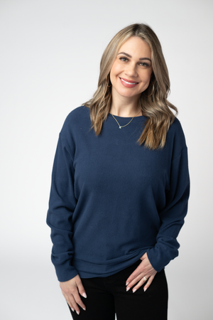 Corrine Ribbed Pullover Top - Navy by Michelle Mae