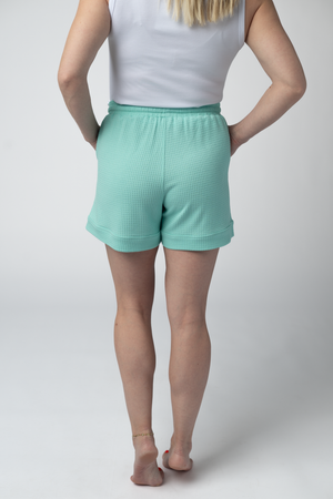 Weslie Waffle Shorts - Turquoise by Michelle Mae