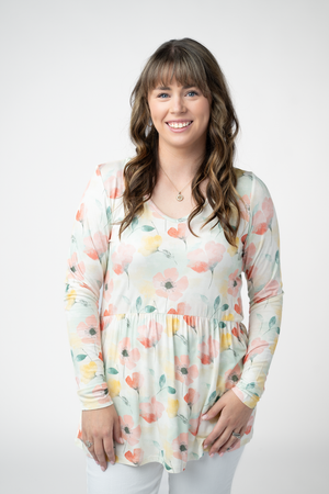 PREBOOK Long Sleeve Sarah Ruffle Top - Meadow Mist