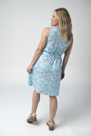 Beverly Button Dress - Aqua Palm by Michelle Mae