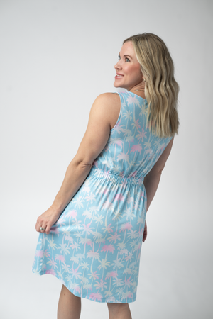 Beverly Button Dress - Aqua Palm by Michelle Mae