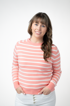 PREBOOK Presley Stripe Pullover Top - Coral and White