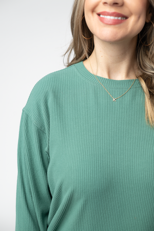Corrine Ribbed Pullover Top - Fern by Michelle Mae