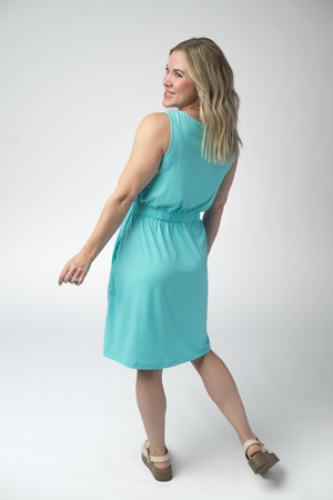 Beverly Button Dress - Aqua by Michelle Mae
