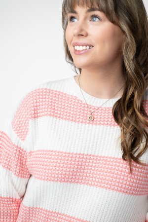 PREBOOK Chunky Striped Sweater - Coral and White