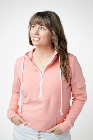 PREBOOK Pixie Pocket Halfzip Hoodie - Peachy Pink