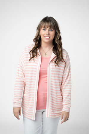 PREBOOK Saylor Striped Hooded Cardigan - Peach