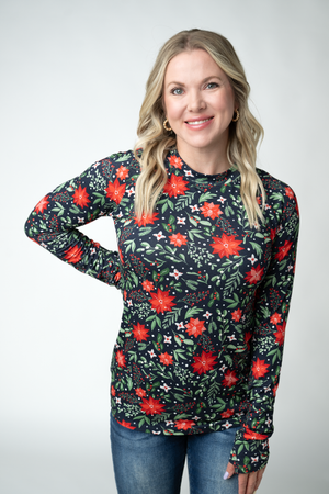 Blair Long Sleeve Top - Poinsettia Nights by Michelle Mae